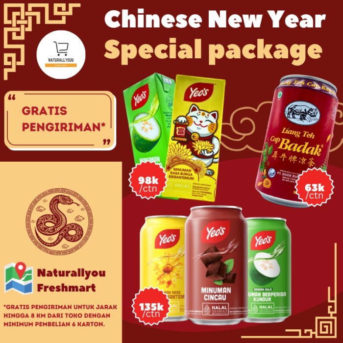 

Cap Badak Liang Teh Happy Chinese New Year 320Ml Isi 12 Hampers Imlek