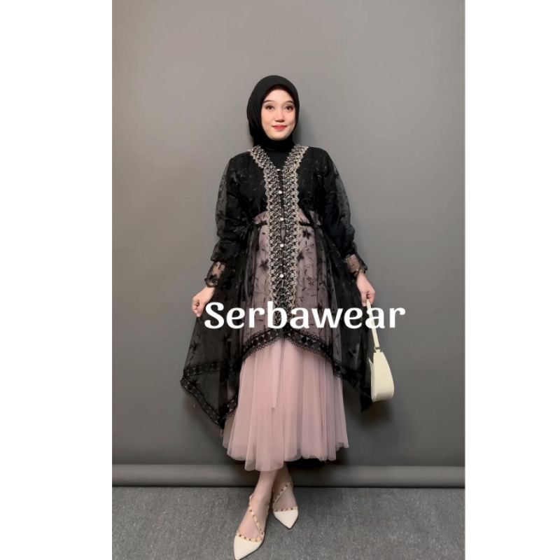 Ramadhan Lexia Outer Tunik Tille Pita ADA JUMBO XXL LD 120 - 140CM Outer Tille gardenia Outer