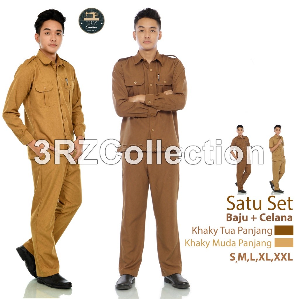 FLASH SALE SERAGAM PNS PRIA LENGAN PANJANG BAJU DINAS PEMDA BAJU PNS KHAKI TUA BAJU PEMDA PRIA
