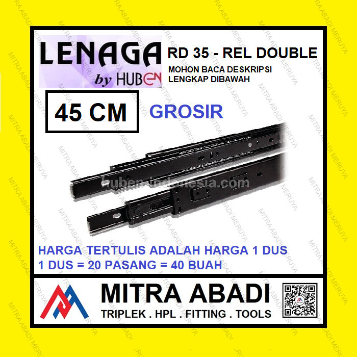 Promo Grosir Rel Laci Full Extension Lenaga By Huben Rd35 - 45 Cm