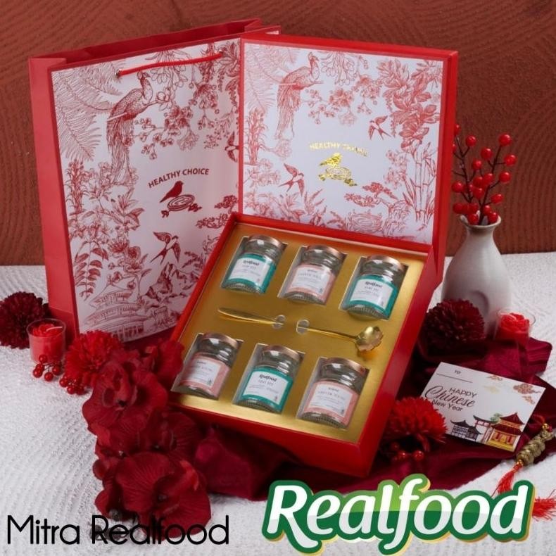 

BR - Hampers Realfood Momiku Imlek Chinese New Year ( 6 / 9 Jar Box Merah ) Isi Minuman Sarang Burung Walet & Chicken Bone Broth TERLARIS