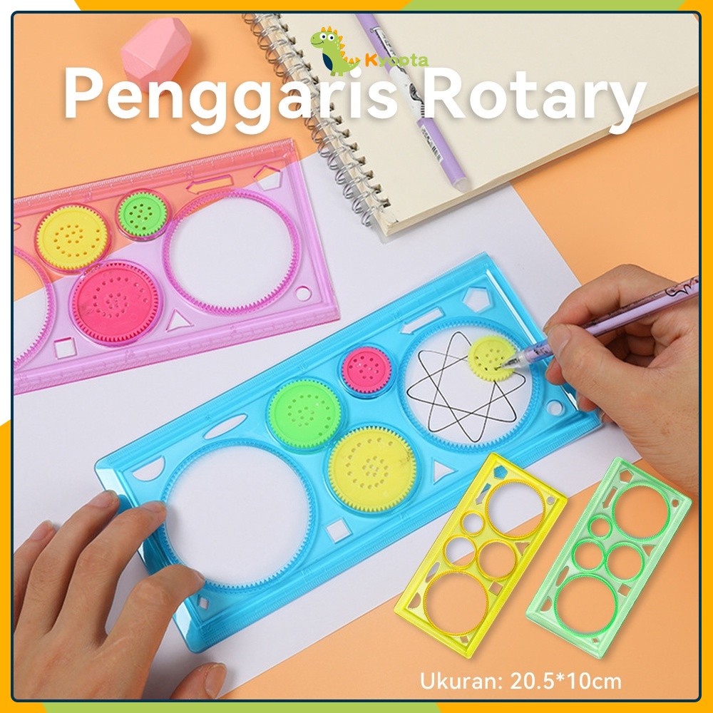 

Kyopta Penggaris rotary Garisan rotari kembang Magic spirograph geometrik ruler 20cm