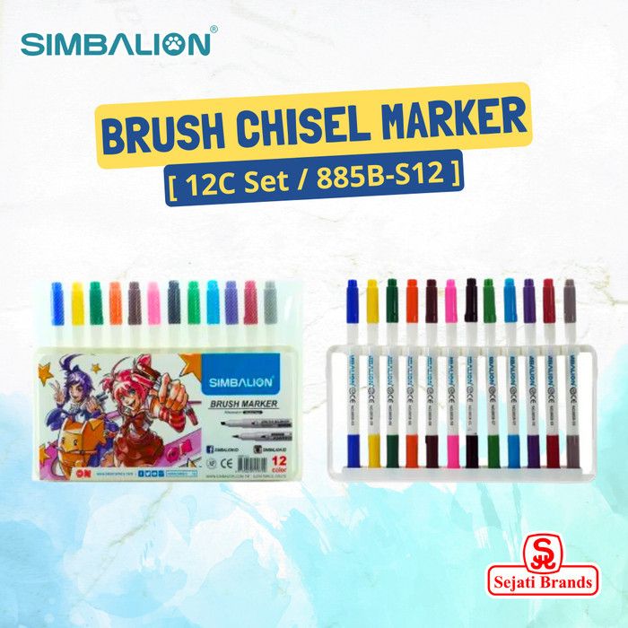 

TERBARU Simbalion Brush Marker Set 12 Colors coloring brush pen BISA GOSEND!