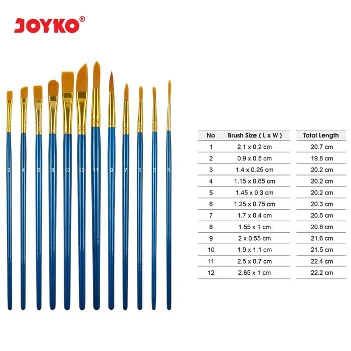

Cat Air Joyko Kuas Lukis Set 12 + Palet + Storage Bag / Art Brush Set 12