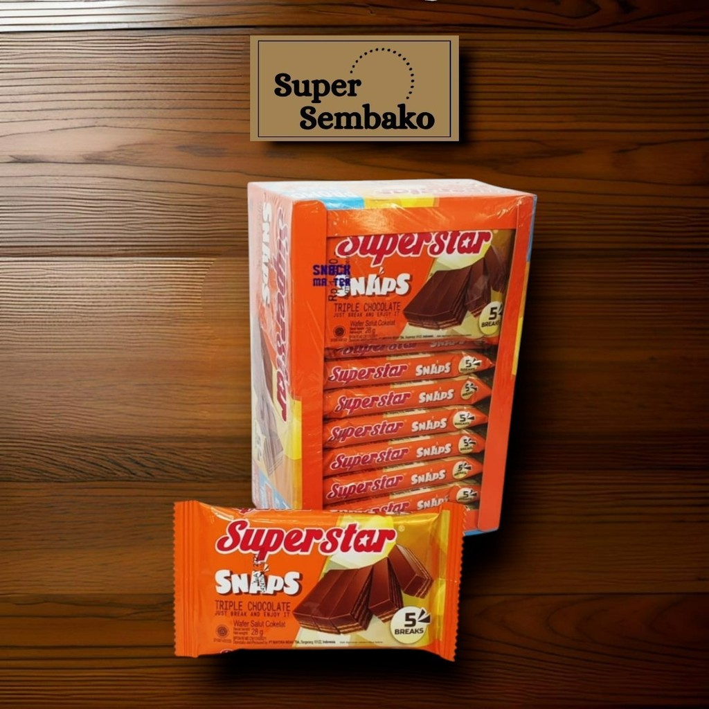 

SNACK WAFER SALUT COKLAT SUPERSTAR / SUPER STAR SNAPS 336gr BOX ISI 12 BUNGKUS