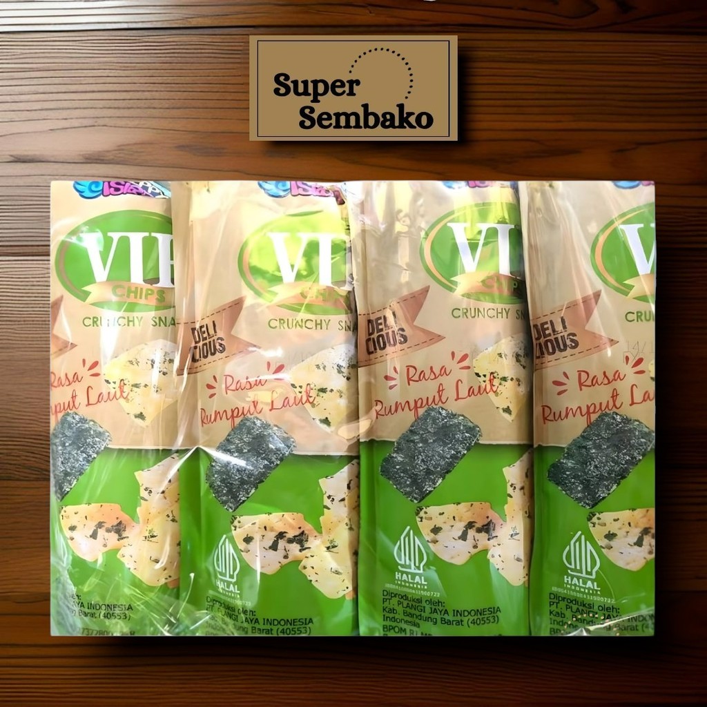 

SNACK KERIPIK MAKANAN RINGAN HAPPY ISLAND VIP CHIPS RASA RUMPUT LAUT SEAWEED ISI 5 BUNGKUS