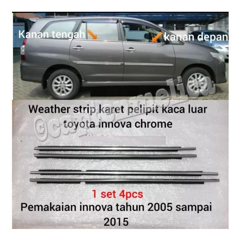 Pelipit Plipit Lis List Karet Bawah Jendela Kaca Pintu Luar Chrome Innova 2005 2006 2007 2008 2009 2
