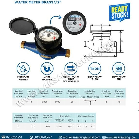 Water Meter Onda 1/2 Inch | Meteran Air Onda 1/2 Inch