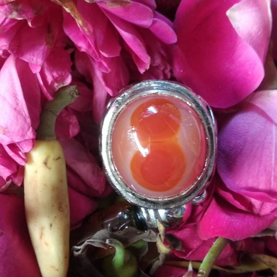Natural Orange Chalcedony Motif Angka 8 Aktif Bersinergi Khusus Kolektor Item