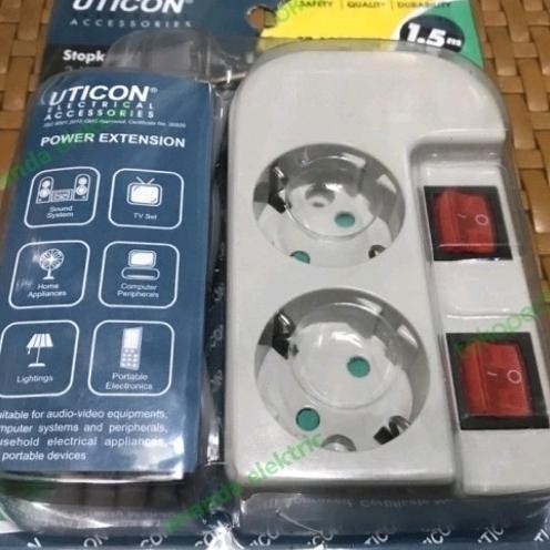 READY STOCK SETOPKONTAK UTICON 2LUBANG + SAKLAR + KABEL ST 1282 SW