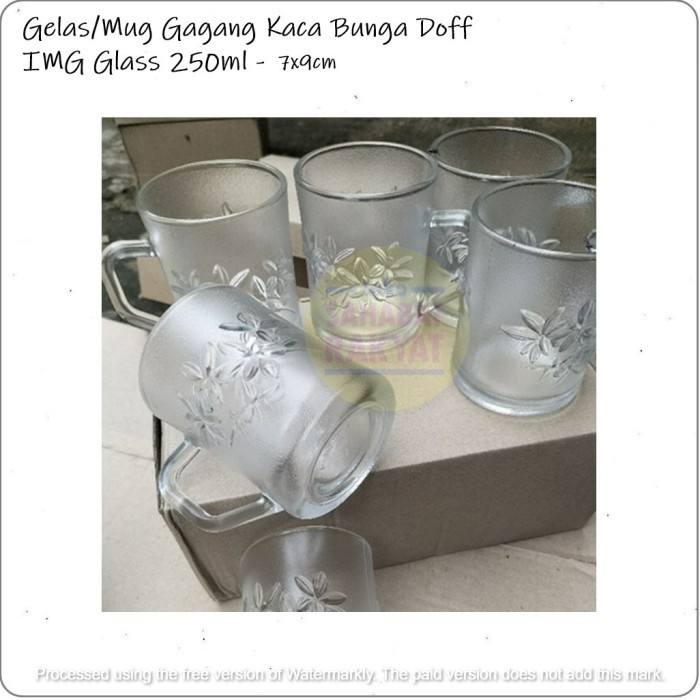 [6 Pcs] Gelas Kopi Kaca/Gelas Kaca Sovenir Motif Bunga 250Ml