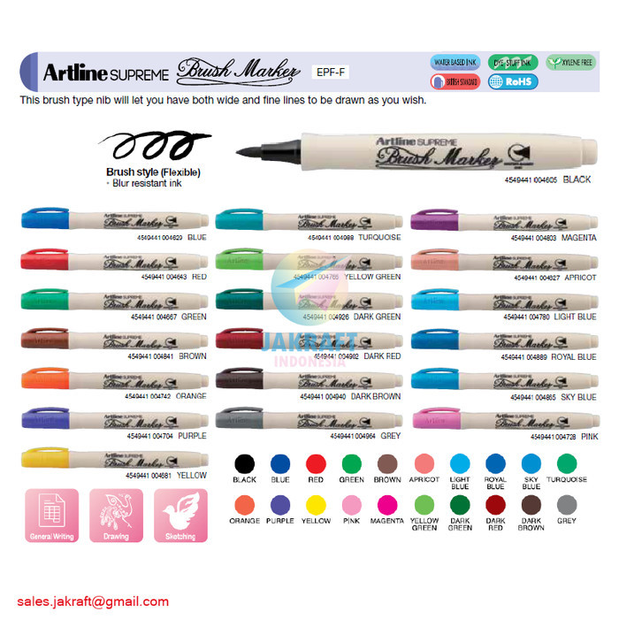 

Spidol Kuas Artline Supreme Brush Calligraphy Pen Marker Epf-F