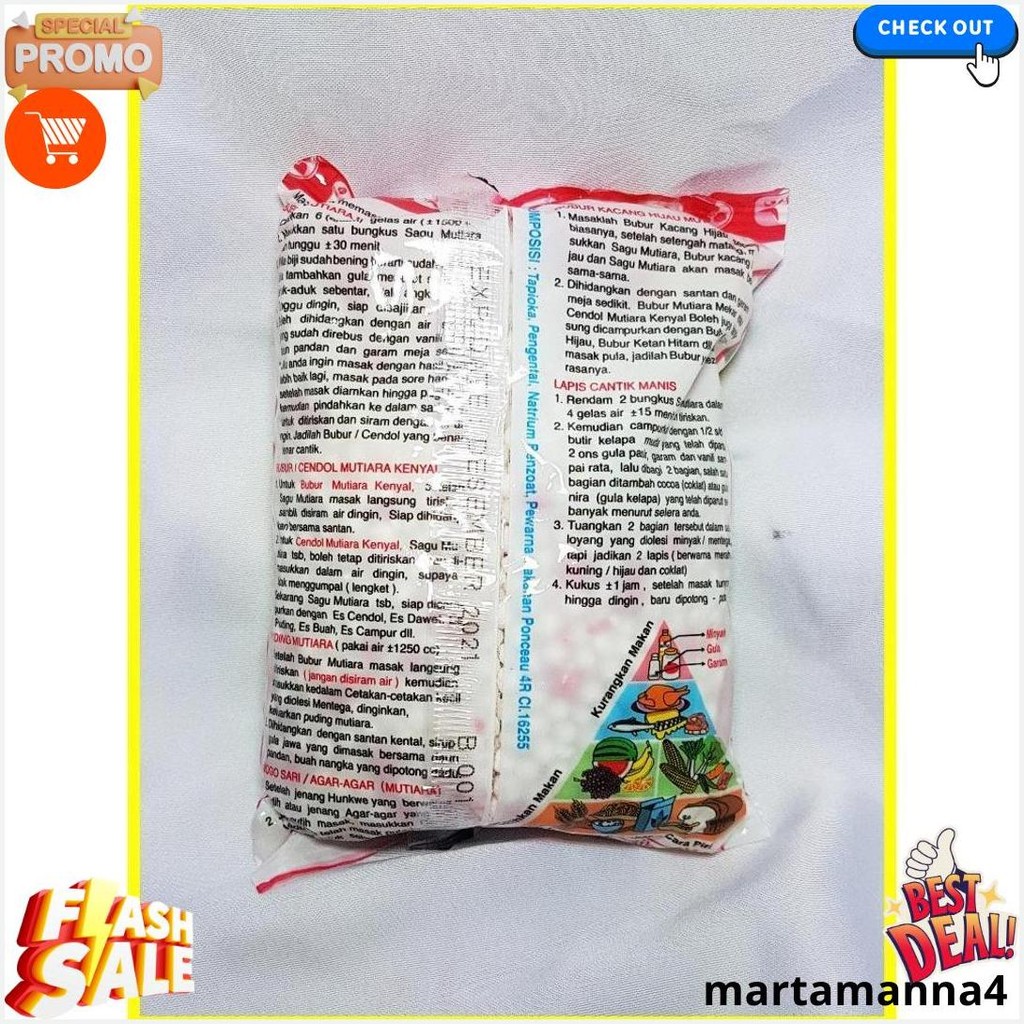 

Sagu Mutiara Cap Kucing 100 Gr - Sagu Mutiara Bisa Cod