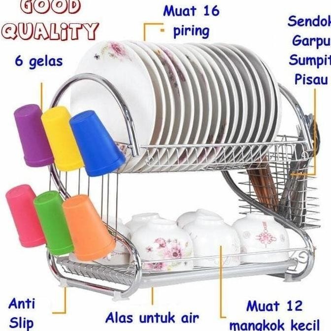 Rak Dapur Stainless / Rak Cucian Piring / Peniris Cucian Piring JS