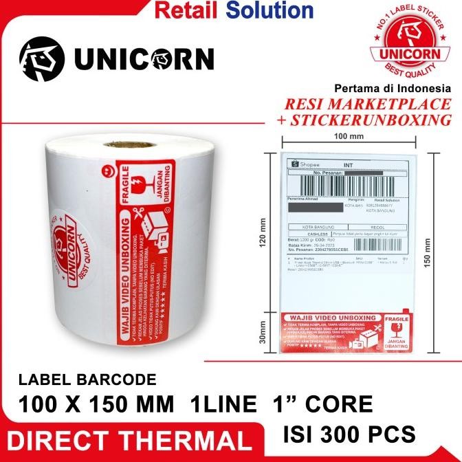 

Sale Stiker Label Awb Resi Alamat Unboxing Fragile Thermal A6 100X150 @300