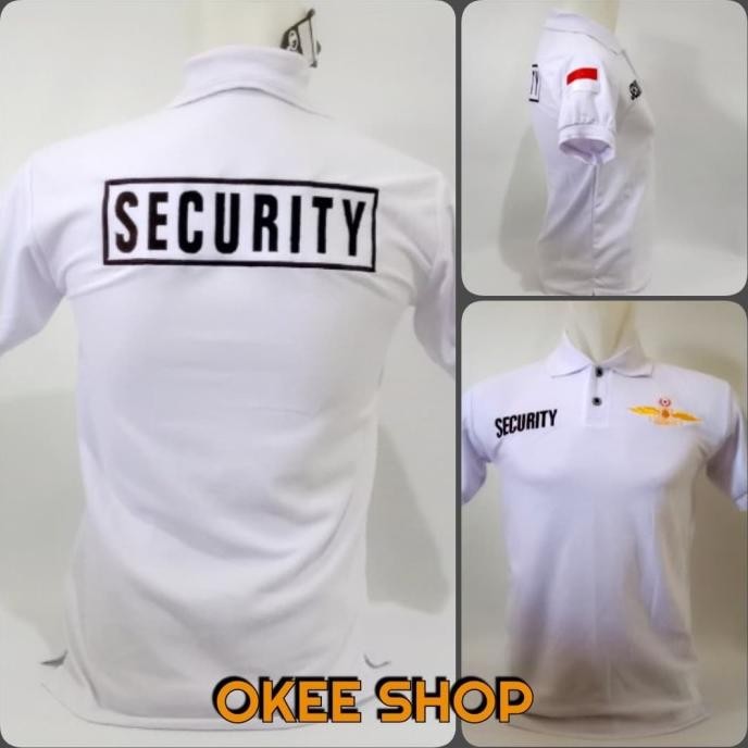 

diskon! kaos baju kaos polo shirt security logo wings putih
