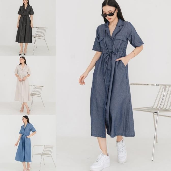 JH June Maxi Dress Linen Wanita Casual Busui Friendly