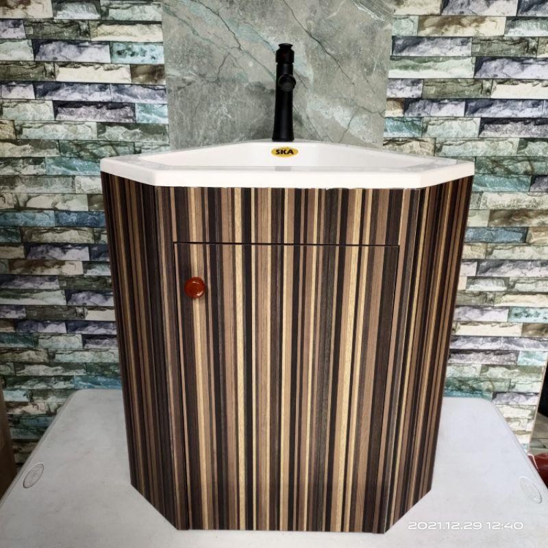 Wastafel Sudut Gantung / Wastafel Gantung Kabinet  / Wastafel Cuci Tangan Set Kabinet Finish Hpl