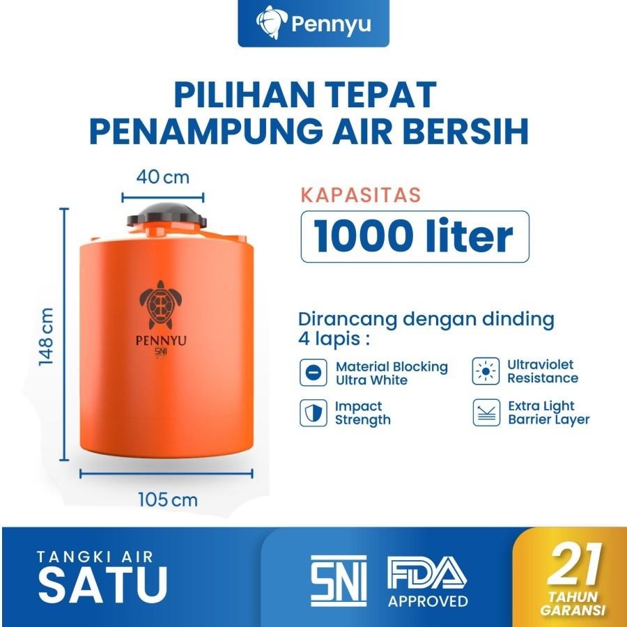 Pennyu Tandon Air Merk Penyu 1000 Liter 4 Lapis Anti Lumut ~ Kirim Sampai Tempat Gratis Ongkir
