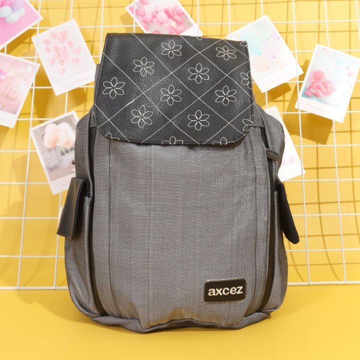 TERBAIK Tas Ransel Sekolah Backpack Wanita Abu abu - Axcez 1688
