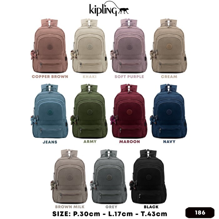 KOMPLIT Tas Ransel Laptop Backpack Kipling Motif - Tas Sekolah Ukuran Besar