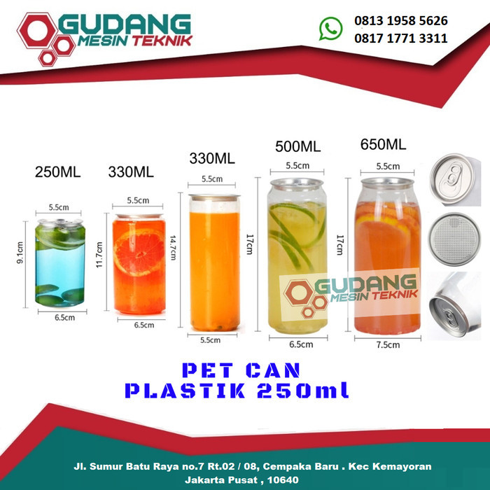 TERBARU Botol Pet Can/Kaleng Alumunium-Transaparan-Plastik 250ml 1Dus (300pcs)