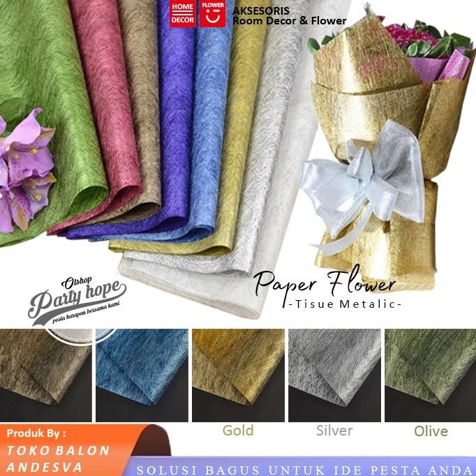 

sale! [isi 20] kertas buket bunga serat metalik / tissue cotton paper flower