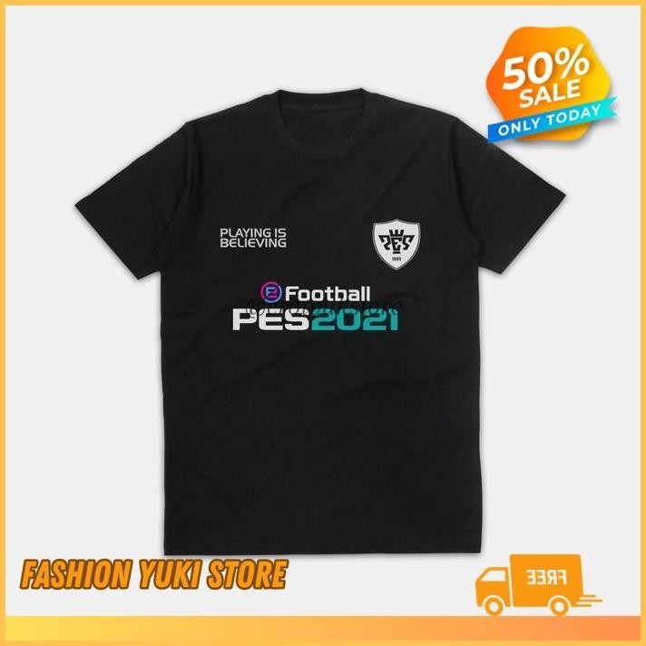 KAOS TSHIRT BAJU COMBED 30S DISTRO PES2021 GAME PES 2021 POLOS CUSTOM INDONESIA  PRIA WANITA FOOTBAL