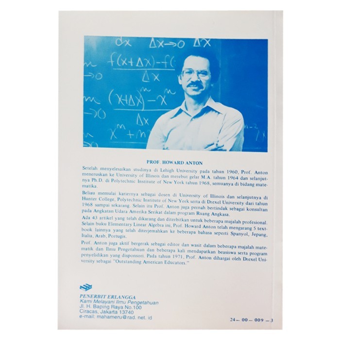 BUKU ALJABAR LINEAR ELEMENTER EDISI KE 3 HOWARD ANTON ERLANGGA