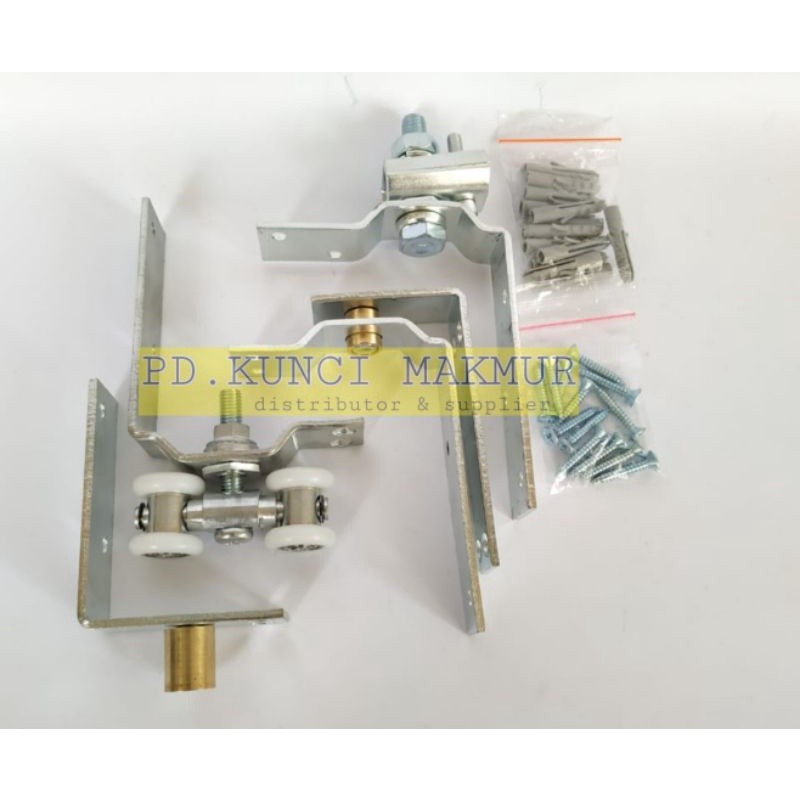 roda pintu lipat premium flexible spek dekson 1set complete atas bawah + pivot atas bawah roda