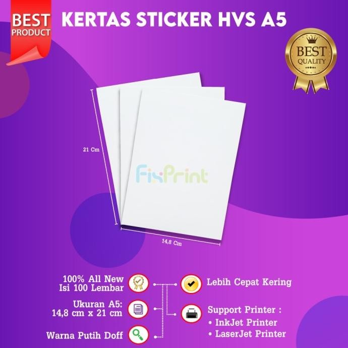 

sale! kertas sticker hvs a5 isi 100 lembar kertas stiker a5