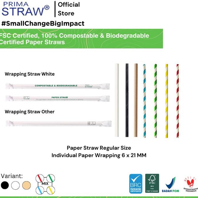 

sale! paper straw steril- individual wrap / sedotan kertas steril - 500 pcs