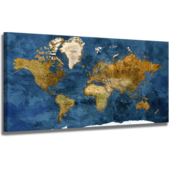 

TERBARU! Top Seni Dinding Peta Dunia Besar Untuk Ruang Tamu Seni Kanvas Untuk K