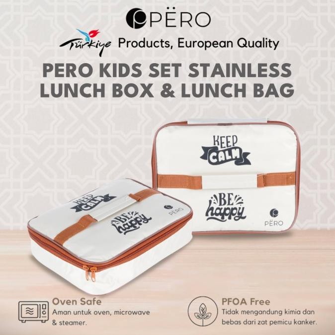 Sale Pero Kids Set Stainless Lunch Box & Lunch Bag / Tas Bekal Anak Set Box
