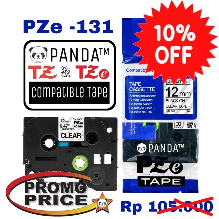 

PZe-131 PANDA LABEL TAPE TZe-131 BROTHER 12MM BLACK