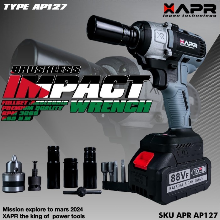___] GTOOLS Impact Wrench 88v 550nm Garansi type GT05 Eropa Mata Shock