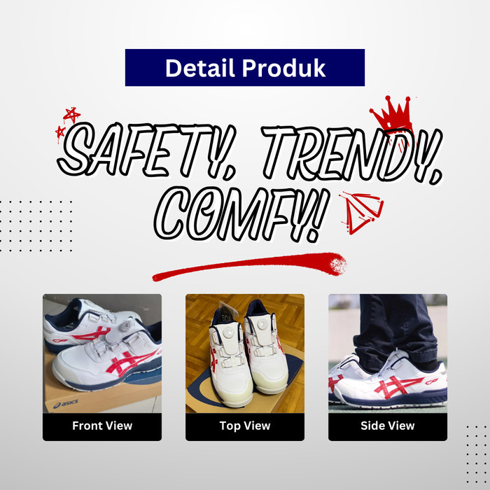 Sepatu Safety Asics Cp306 Boa 1273A029.100 Putih X Merah 195-1743 Ori New