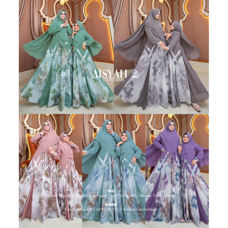 Humaira99 Gas syari Couple Aisha 2 Set couple Ibu & Anak Muslimah set khimar syari Couple keluarga