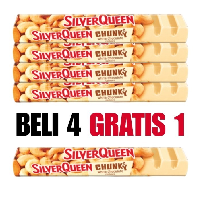 

SilverQueen Beli 4 Gratis 1 SilverQueen Chunky Bar White Cashews 95 g