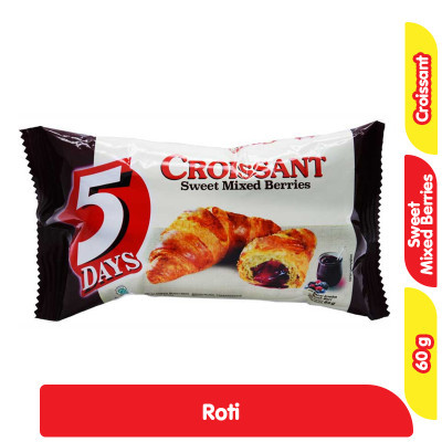 

5Days Roti Croissant Isi Selai Mixed Berries 60 g