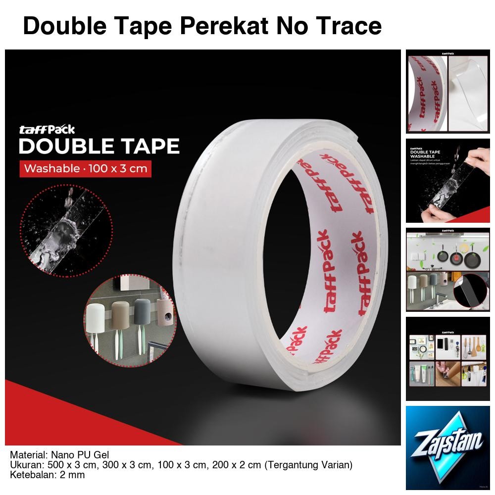 

Double Tape Perekat No Trace Adhesive Washable Sticker 100x3cm - J007