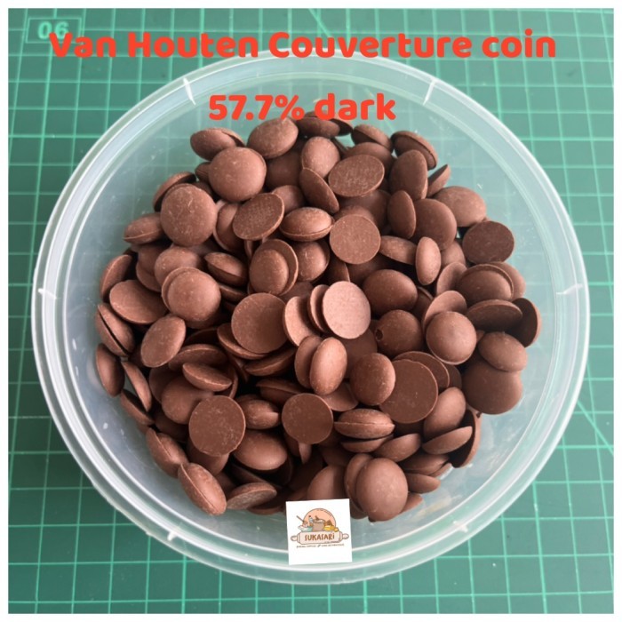 

Van Houten Dark Chocolate Couverture 57.7% 250gr cokelat Coin