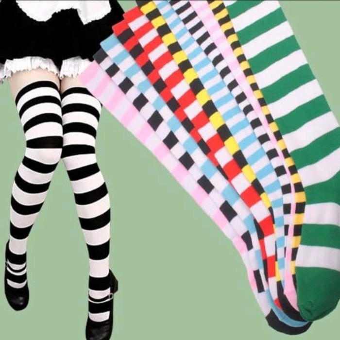 kaos kaki panjang wanita, kaos kaki korea, kaos kaki belang2, cosplay