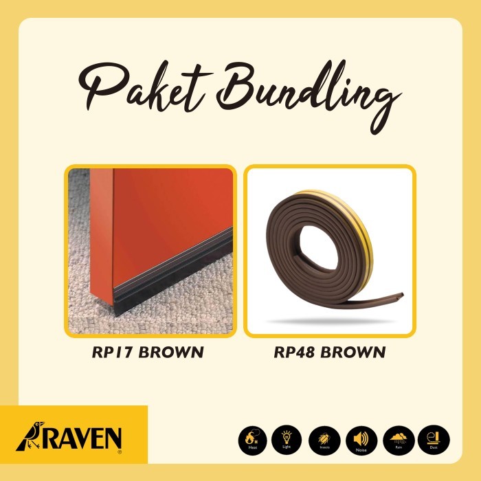 TERBARU RAVEN DOOR SEAL RP17 + RP48 BROWN PAKET BUNDLING PENUTUP CELAH PINTU PROMO
