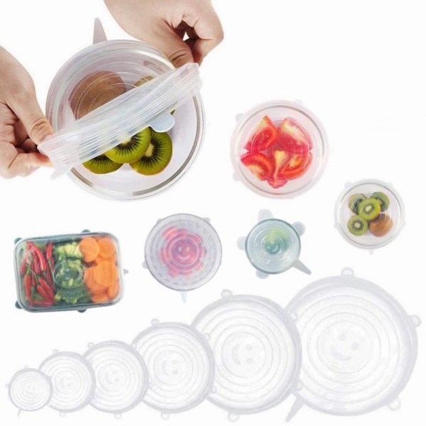 

60 Paket Silikon Food Cover 6 In 1 Cover Tutup Penutup Makanan Serbaguna Silicon Elastis Karet Mangkok Buah
