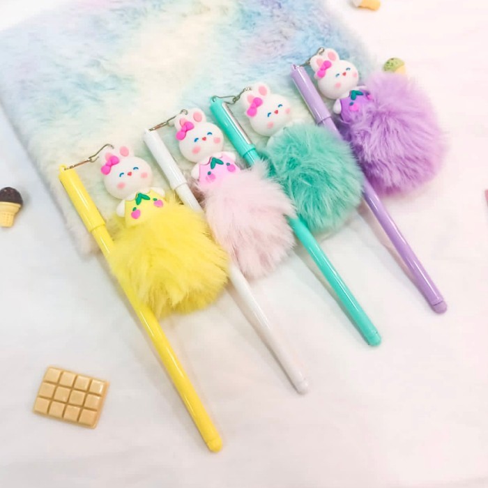 

Pulpen Pom Pom / Pena Lucu Imut Korean Gel Pen Bulu - Ready Cod