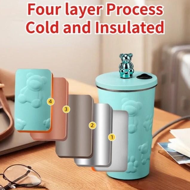 Botol Num Termo Tumbler Motif Bear Vacuum Inulated Cup 600Ml U