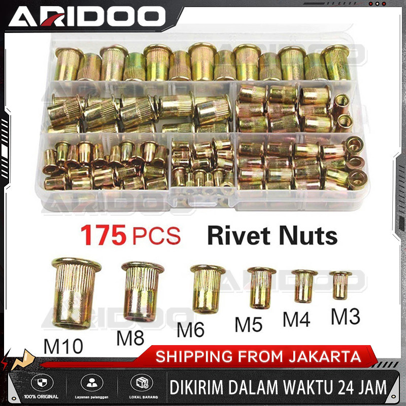 175Pc Rivet Nut Mur Tanam Rivnut Mur Furniture Nodown Uning Bei Carbon Teel Nutert Tanam Inert M3 M4
