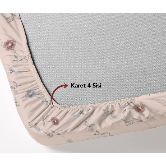 King Rabbit Organic Bamboo Collagen Set Sprei  Sarung Bantal Guling Motif Reine Rosecream New 100 % 