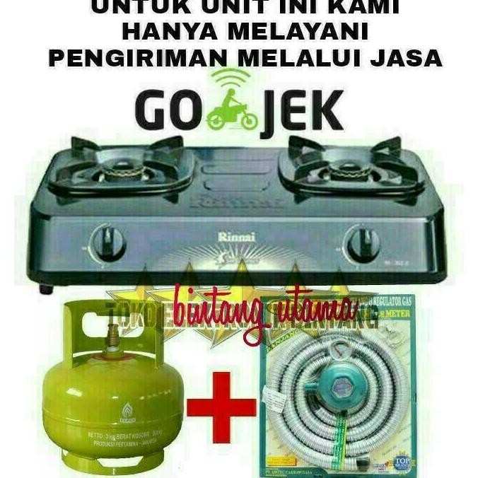 KOMPOR PAKET RINNAI RI-302S+TABUNG+ISI+SELANG PAKET QUANTUM,AMAN&HEMAT